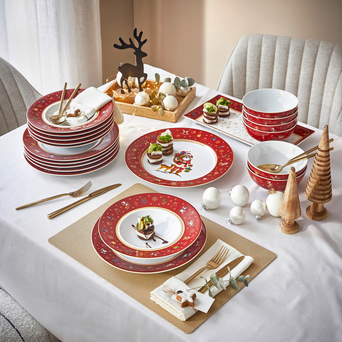 TAFELSERVICE Rot CHRISTMAS TOYS 12-teilig  - Rot, KONVENTIONELL, Keramik - X-Mas