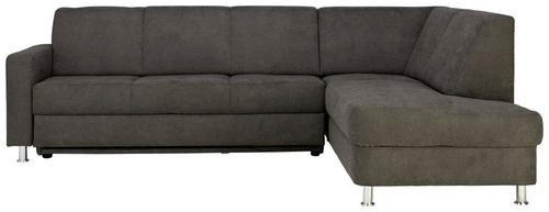 ECKSOFA in Flachgewebe Grau  256/198 cm  - Chromfarben/Grau, Design, Kunststoff/Textil (256/198cm) - Xora