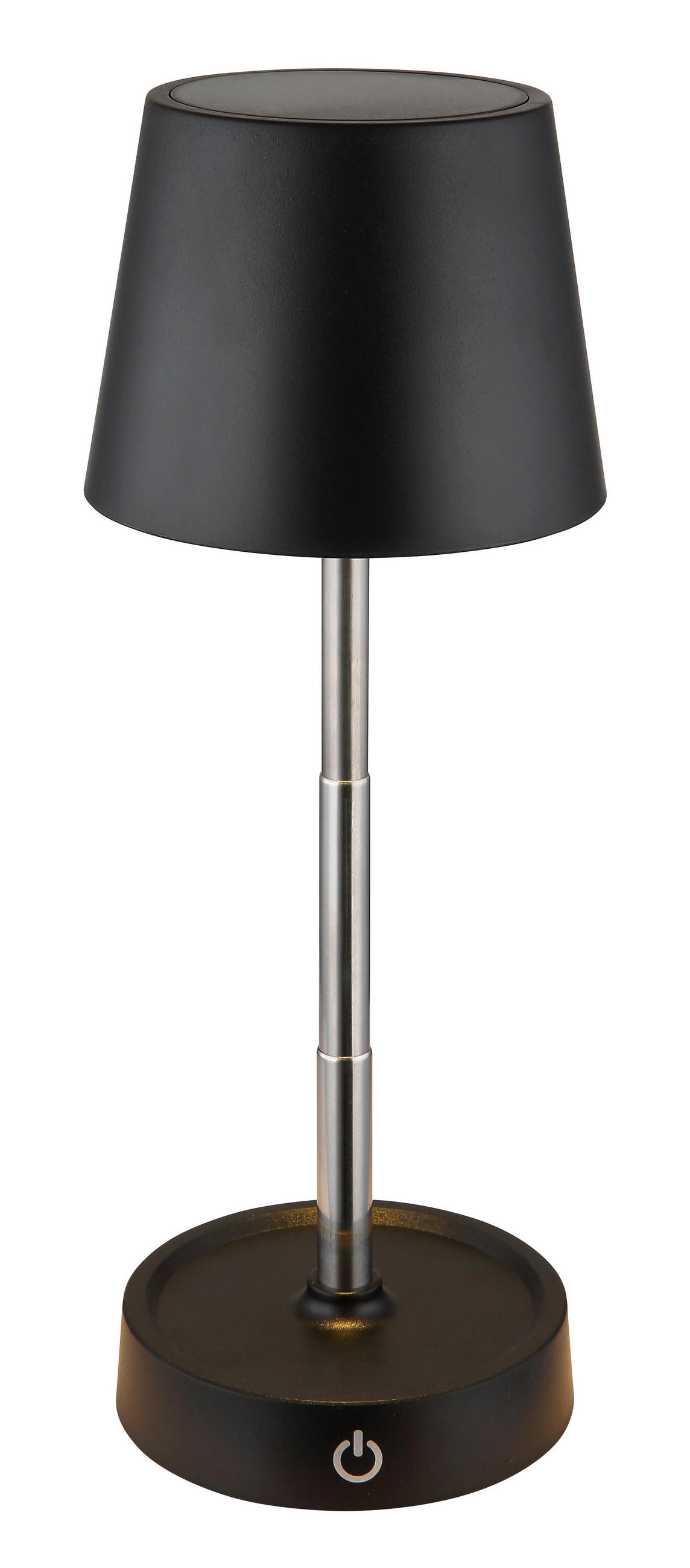 AKKU-TISCHLEUCHTE - Chromfarben/Schwarz, Basics, Kunststoff/Metall (10.6/10.6/10,5-28cm) - Globo