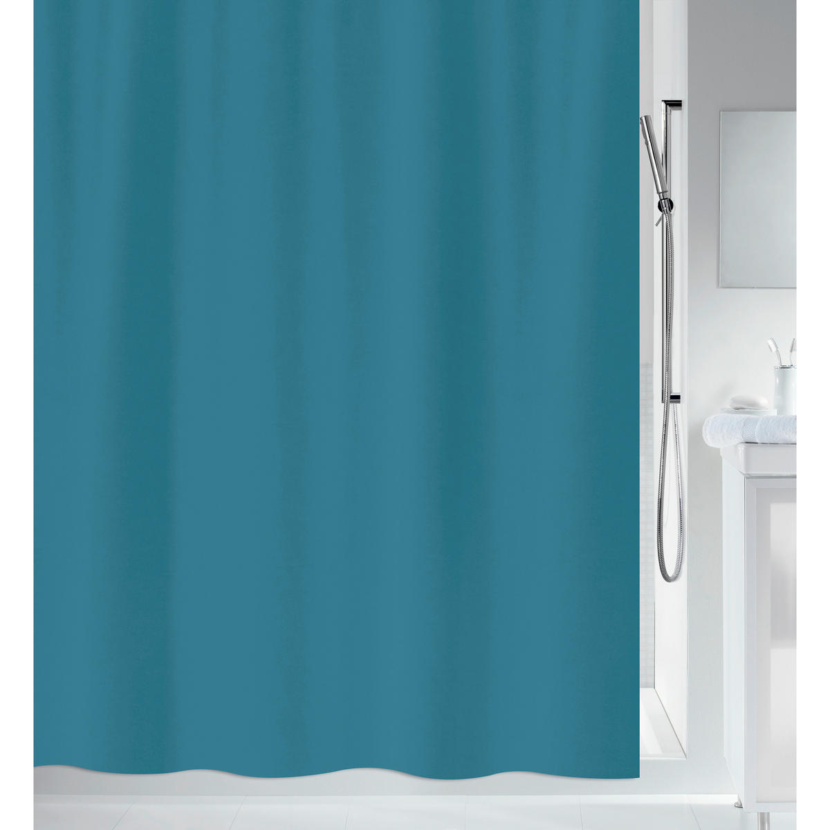 DUSCHVORHANG PRIMO 180/200 cm  - Blau, Basics, Textil (180/200cm) - Spirella