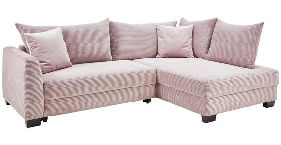 ECKSOFA in Cord Rosa  - Schwarz/Rosa, KONVENTIONELL, Holz/Textil (267/181cm) - Carryhome