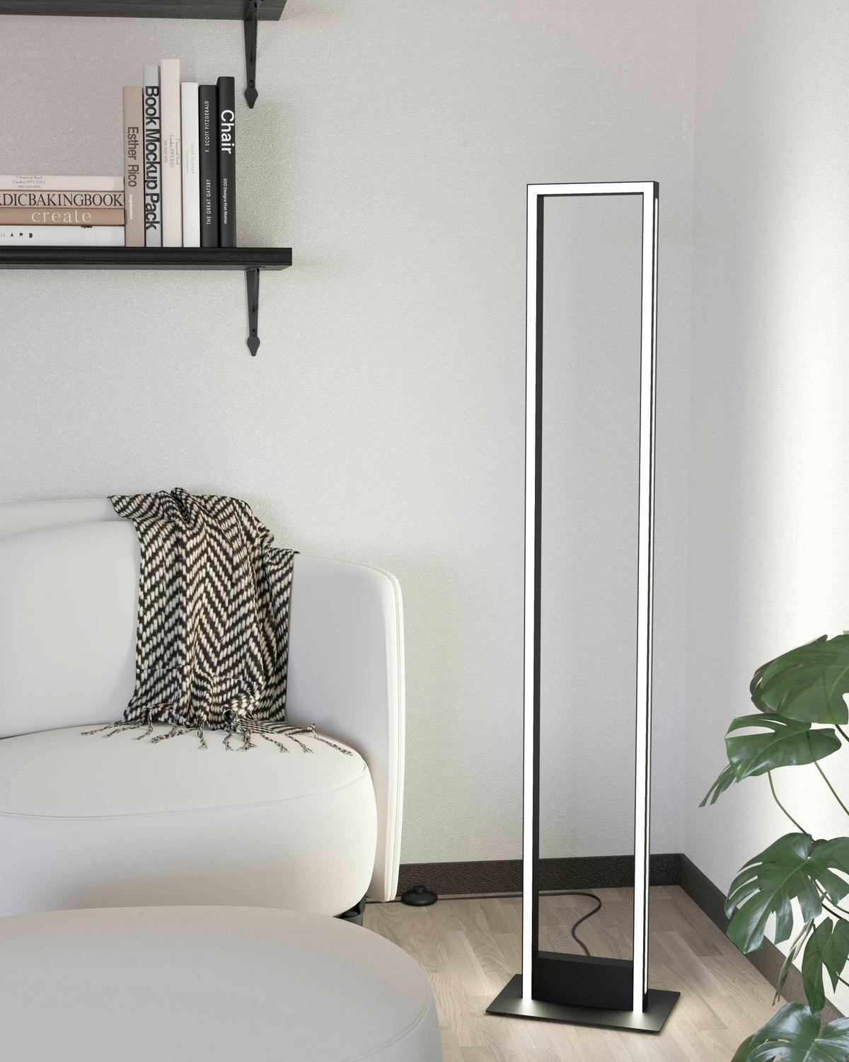 LED-GOLVLAMPA Savilanas-Z 20/35/130,50 cm    - vit/svart, Design, metall/plast (20/35/130,50cm) - Eglo