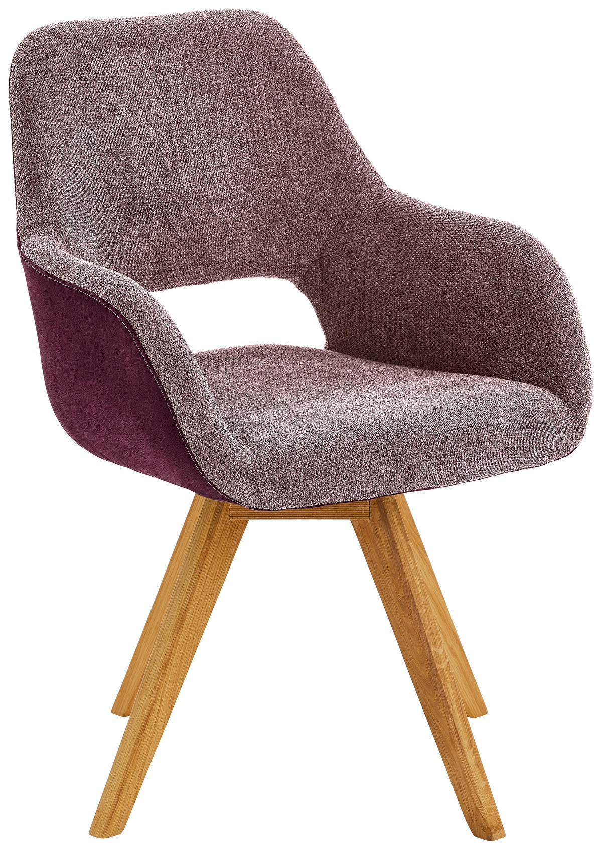 ARMLEHNSTUHL  Stoffauswahl, Typenauswahl, inklusive Armlehnen, abwischbar, Sitzfläche 180° drehbar Flachgewebe, Mikrofaser  - Wildeiche/Bordeaux, Design, Holz/Textil (56/86/64cm) - Lomoco