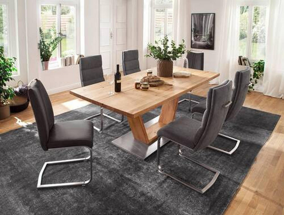 ESSTISCH Balkeneiche massiv rechteckig  - Eichefarben, Design, Holz/Holzwerkstoff (180/90/77cm) - Livetastic