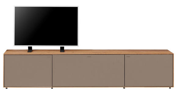 TV-ELEMENT Kerneiche massiv Eichefarben, Fango - Fango/Eichefarben, Design, Glas/Holz (204/42/49cm) - Valnatura