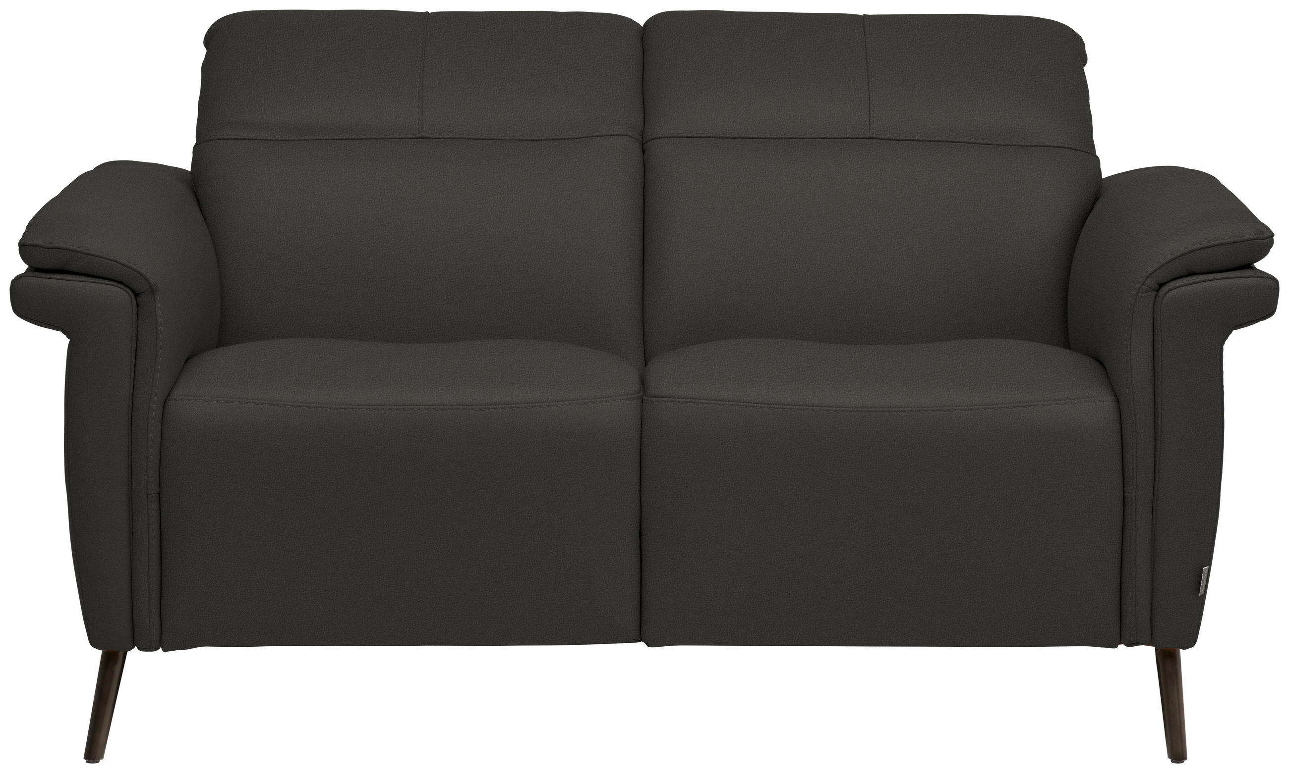 2-SITZER-SOFA Echtleder Mokka  - Schwarz/Mokka, Design, Leder/Metall (162/79/104cm) - Belluti