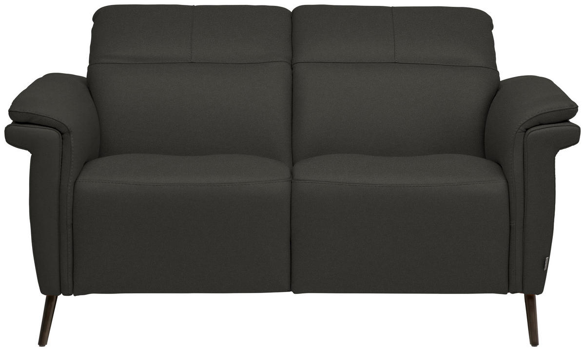 2-SITZER-SOFA Echtleder Mokka  - Schwarz/Mokka, Design, Leder/Metall (162/79/104cm) - Belluti