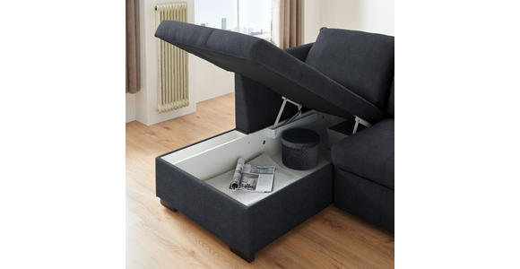 ECKSOFA in Webstoff Dunkelgrau  - Dunkelgrau/Schwarz, Design, Kunststoff/Textil (158/238cm) - Xora