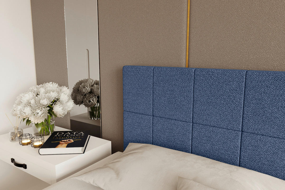 BOXBETT 160/200 cm,  in Blau, Topper, Matratzen, Bettschubladen, H3 = fest  - Blau/Schwarz, KONVENTIONELL, Kunststoff/Textil (160/200cm) - Boxxx