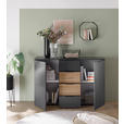 SIDEBOARD 135/89/40 cm  in Graphitfarben, Eichefarben  - Eichefarben/Schwarz, KONVENTIONELL, Holzwerkstoff/Kunststoff (135/89/40cm) - Carryhome