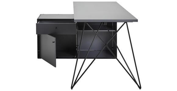 ECKSCHREIBTISCH 160/115/75 cm in Anthrazit, Schwarz - Anthrazit/Schwarz, Design, Holzwerkstoff/Metall (160/115/75cm) - Novel