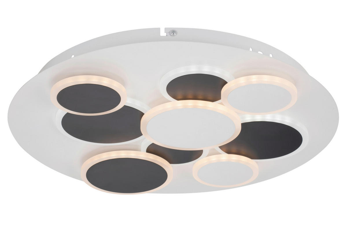 STROPNÍ LED SVÍTIDLO, 46,8/6 cm  - bílá/černá, Trend, kov/plast (46,8/6cm) - Novel