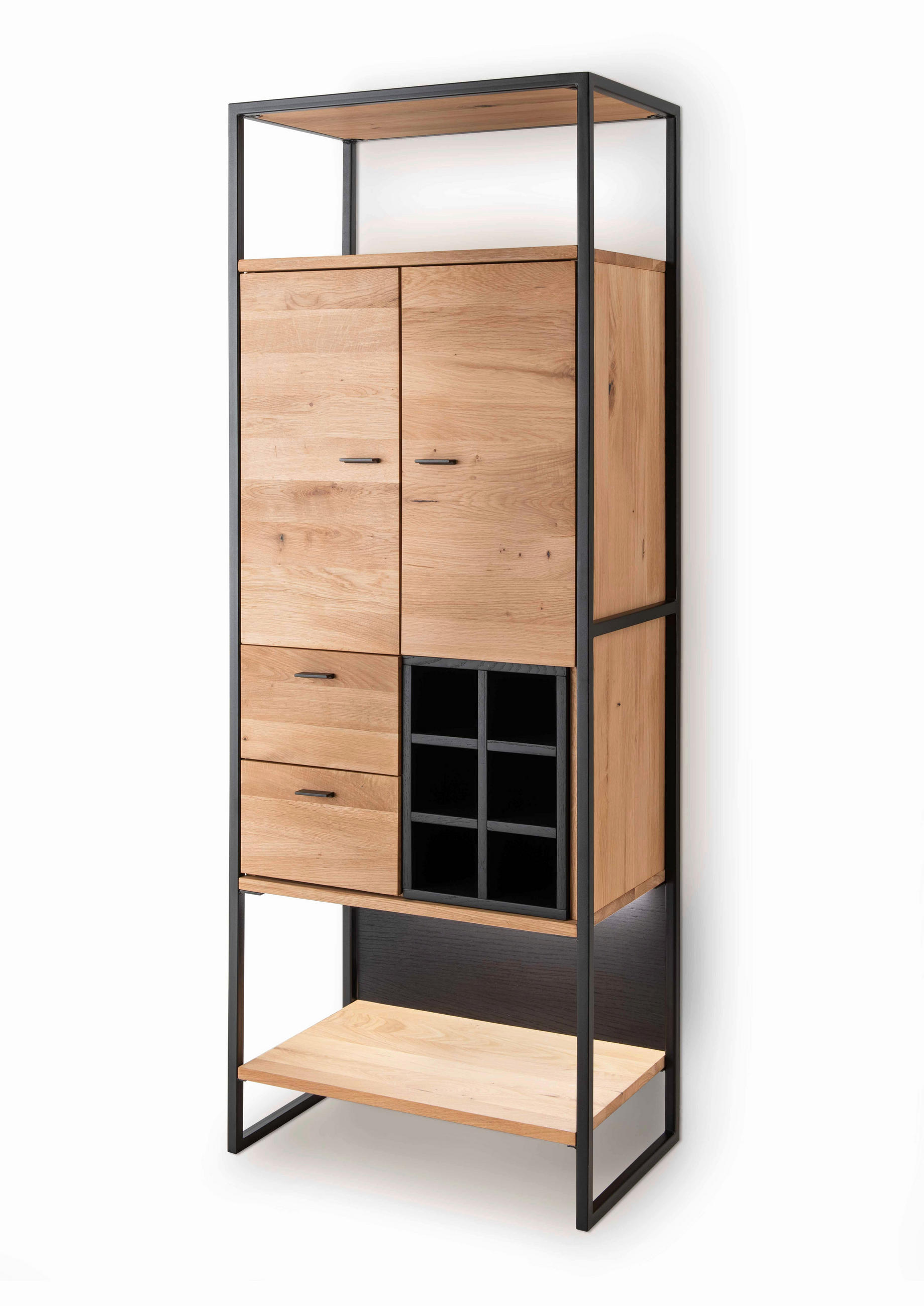 Linea Natura Highboard Schwarz, Eiche 64x173x39 cm