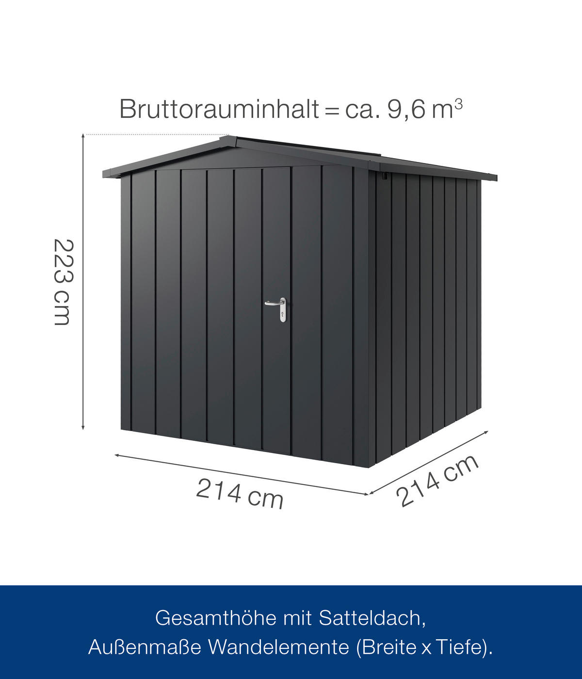 GERÄTEHAUS 237/223/229 cm  - Anthrazit, Basics, Metall (237/223/229cm)