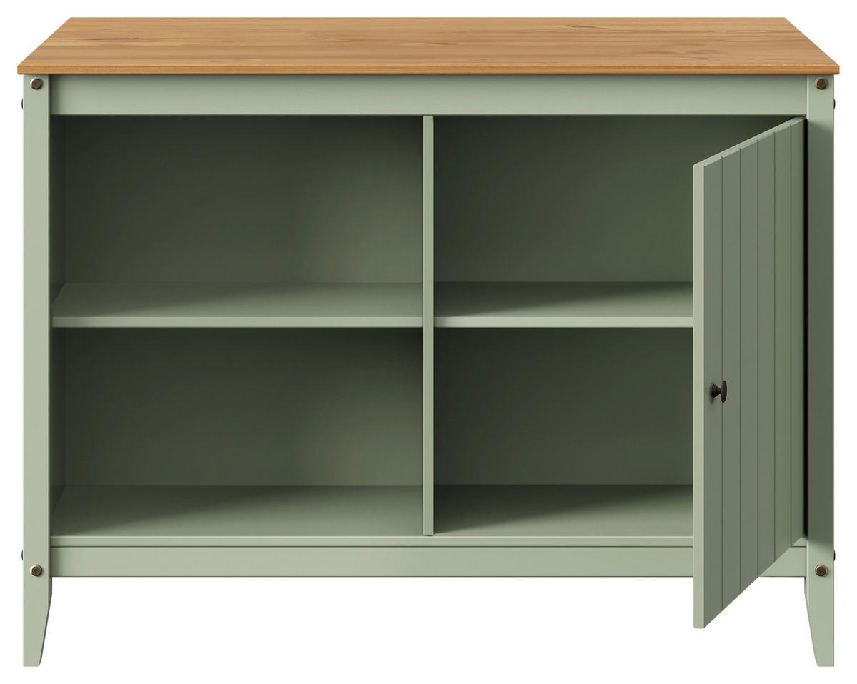 KÜCHENINSEL 122/90/77 cm  in Braun, Olivgrün  - Zinkfarben/Olivgrün, MODERN, Holz/Metall (122/90/77cm) - Livetastic