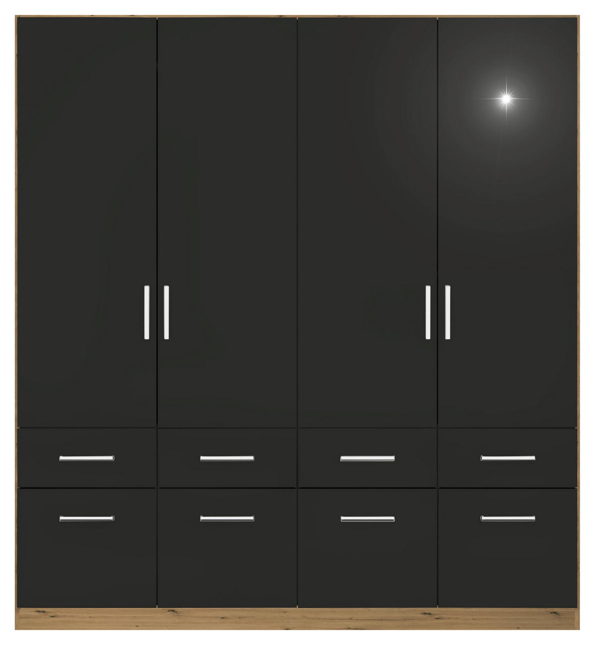 DREHTÜRENSCHRANK  in Eiche Artisan, Grau  - Chromfarben/Eiche Artisan, MODERN, Holzwerkstoff/Kunststoff (181/210/54cm) - Rauch Möbel