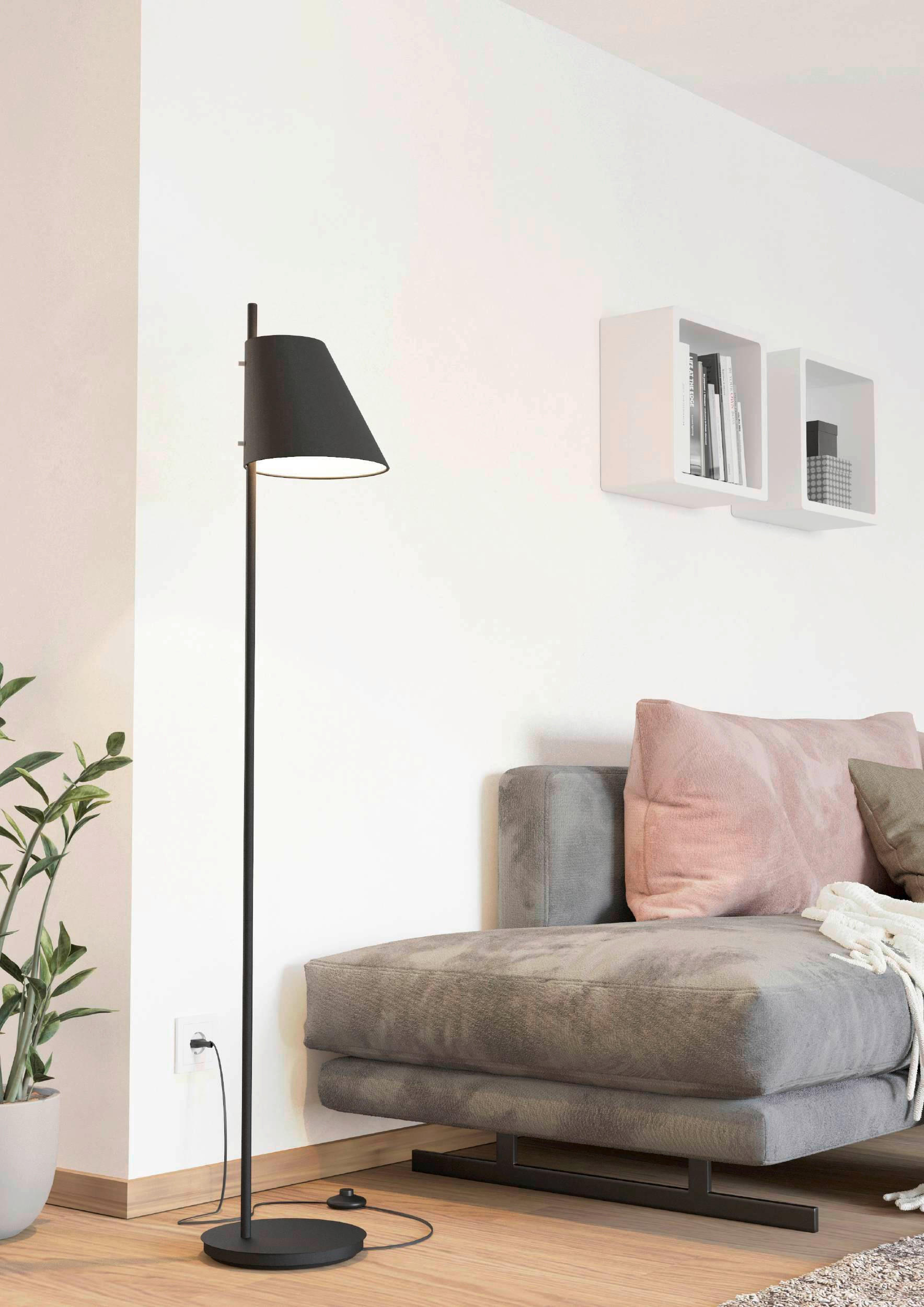 GOLVLAMPA Estaziona 26/23,5/150 cm    - svart, Basics, metall/textil (26/23,5/150cm) - Eglo