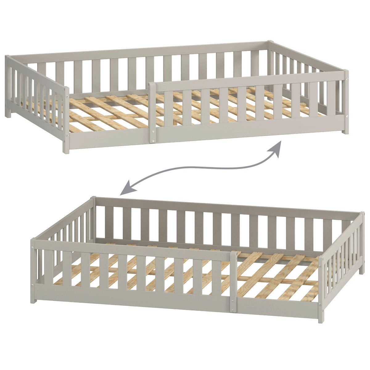 BODENBETT. 140/200 cm  in Taupe  - Taupe, MODERN, Holz/Holzwerkstoff (140/200cm) - P & B