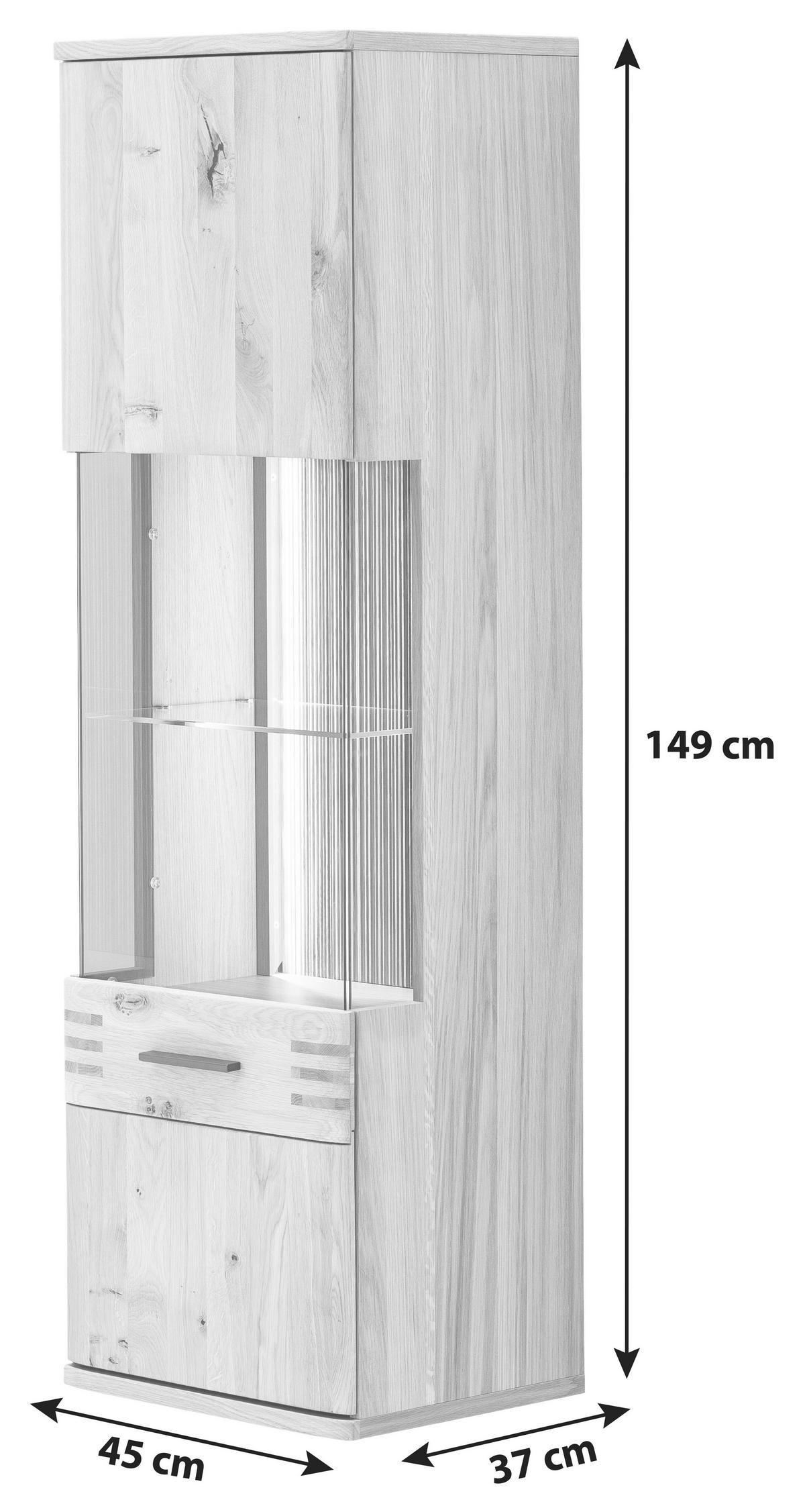 HÄNGEVITRINE  in furniert, massiv Balkeneiche Eichefarben  - Eichefarben/Anthrazit, Design, Glas/Holz (45/149/37cm) - Livetastic
