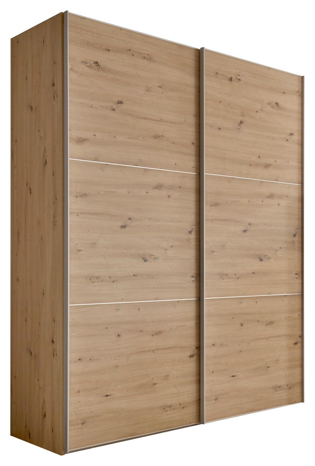 SCHWEBETÜRENSCHRANK in Eiche Artisan  - Alufarben/Eiche Artisan, Holzwerkstoff/Metall (200/222/68cm) - Moderano
