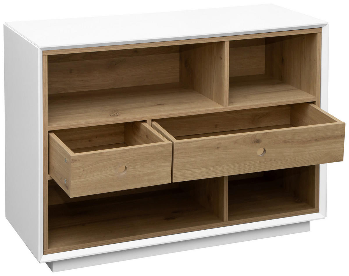 AKTENREGAL Weiß, Eiche Artisan  - Weiß/Eiche Artisan, Design, Holzwerkstoff (100/74/40cm) - Venda