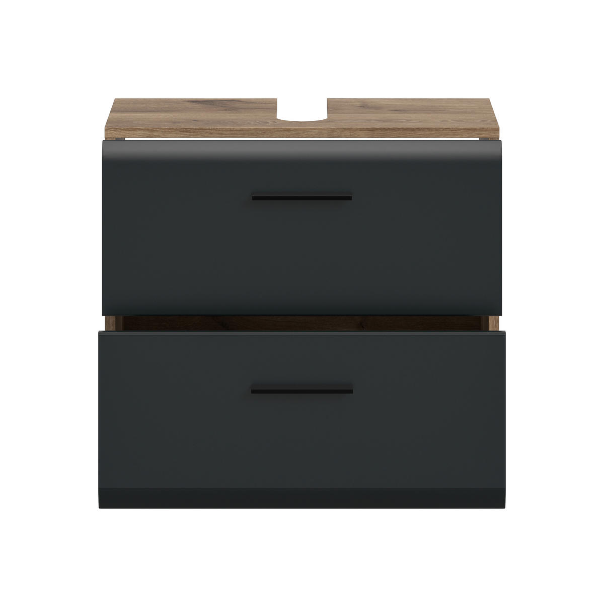 WASCHBECKENUNTERSCHRANK 60/58/30 cm  - Eiche dunkel/Schwarz, Trend, Holzwerkstoff/Kunststoff (60/58/30cm) - MID.YOU