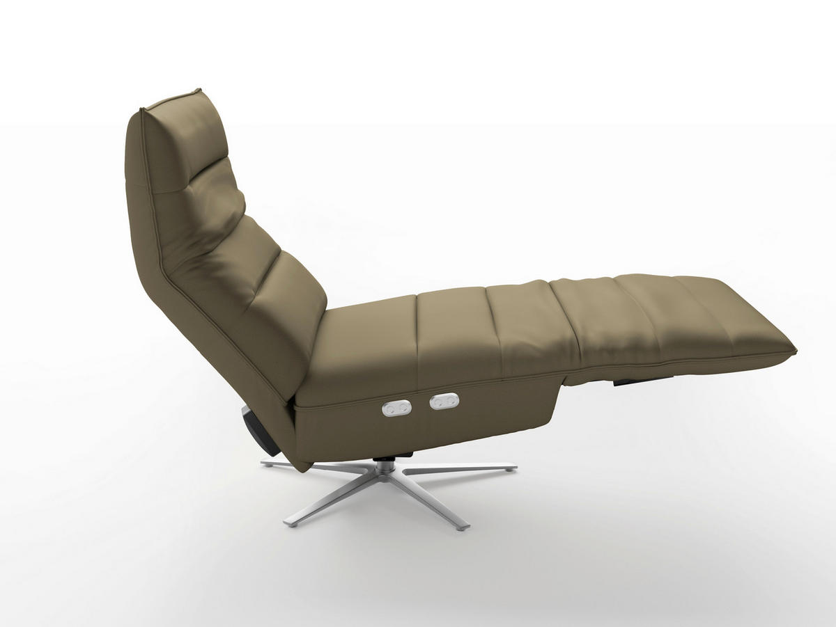 RELAXSESSEL Leder Olivgrün  - Silberfarben/Olivgrün, Basics, Leder/Metall (80/109/98cm) - Sit & More