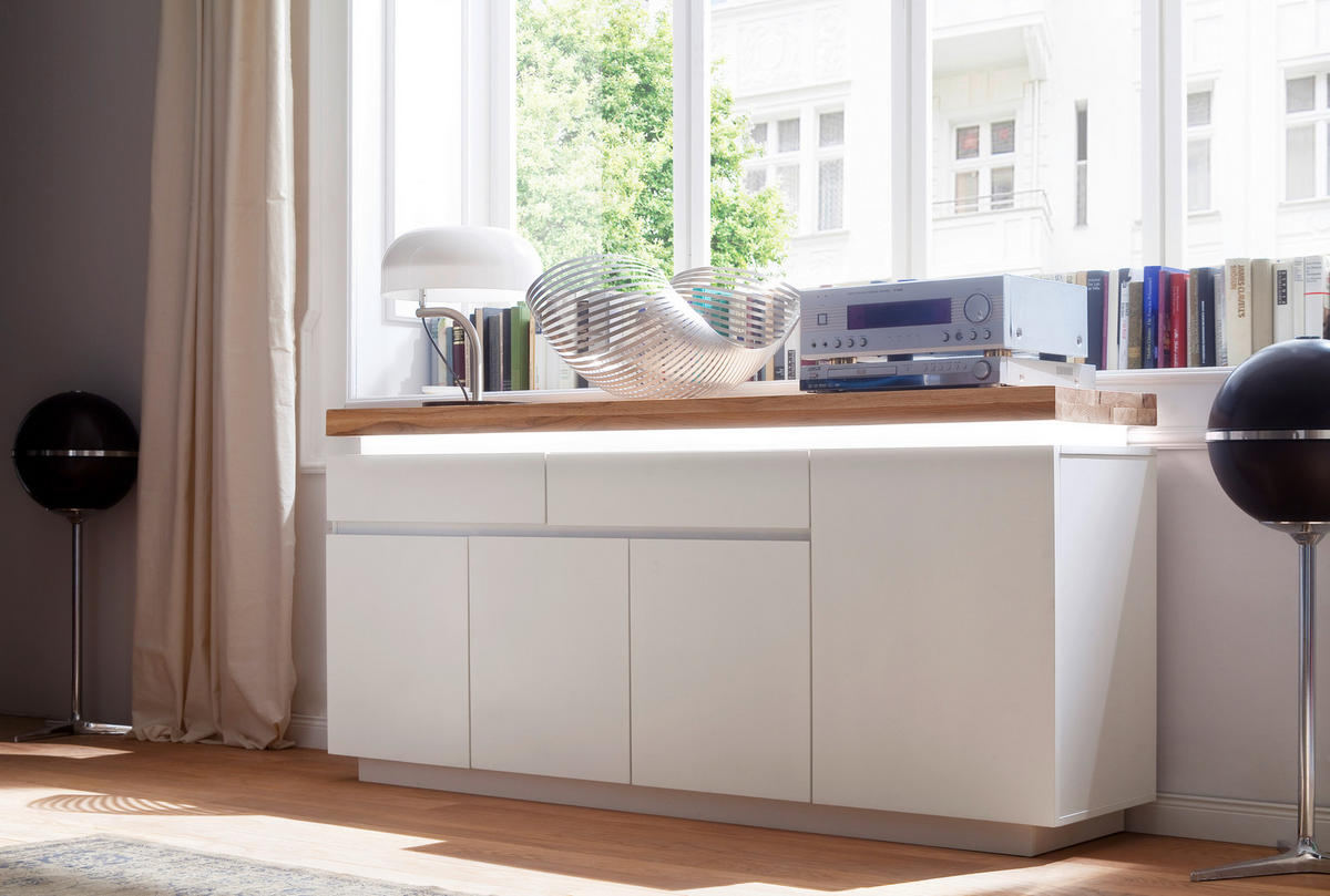 KOMMODE Romina  in 175/81/40 cm  - Eichefarben/Weiß, Design, Holz/Holzwerkstoff (175/81/40cm)