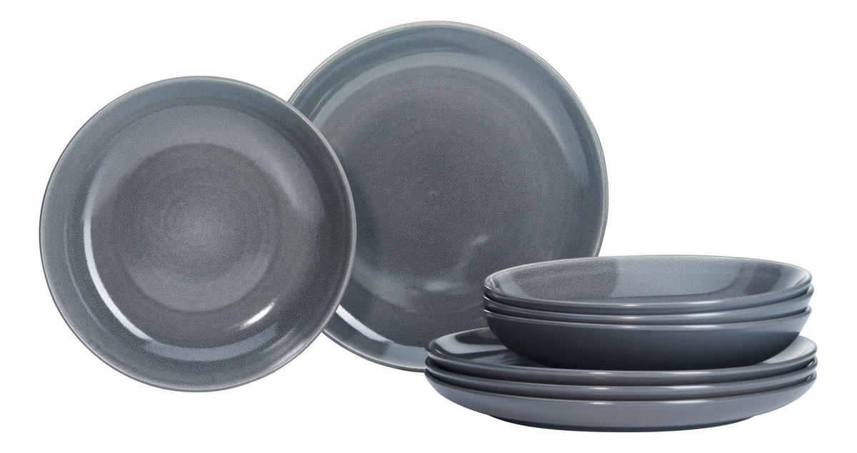 TAFELSERVICE 8-teilig  - Grau Hochglanz, Basics, Keramik (28,5/17/28,5cm) - Ritzenhoff Breker