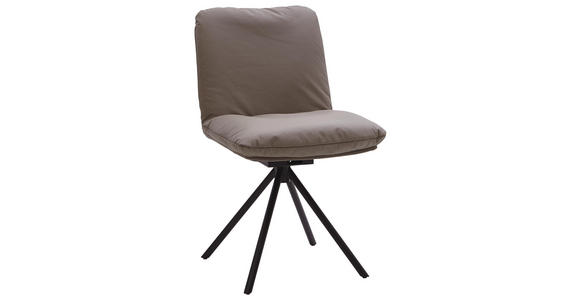 STUHL Echtleder Anthrazit, Taupe - Taupe/Anthrazit, KONVENTIONELL, Leder/Metall (52/90/65cm) - Valnatura