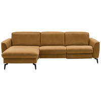 ECKSOFA in Echtleder Currygelb  168/281 cm  - Currygelb/Schwarz, Natur, Leder/Metall (168/281cm) - Valdera