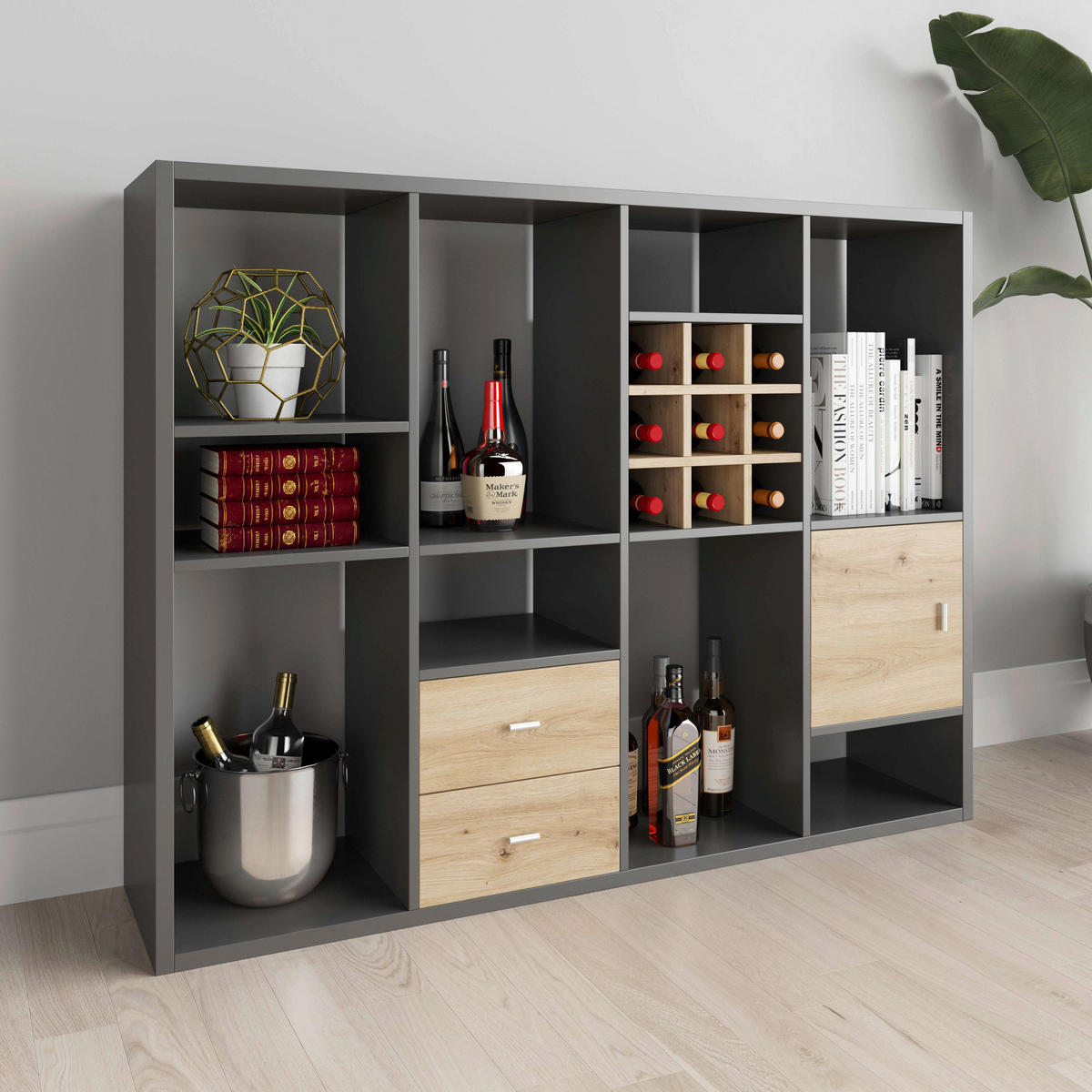 REGAL Grau  - Grau, Basics, Holzwerkstoff (113/147/34cm) - MID.YOU
