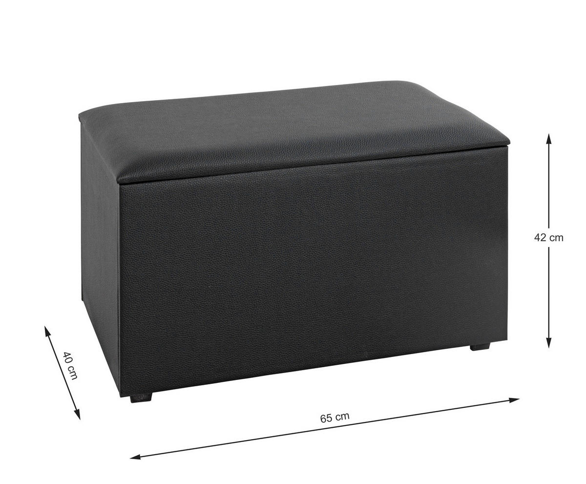TRUHENBANK in Textil, Holzwerkstoff 65/42/40 cm  - Schwarz, MODERN, Holzwerkstoff/Textil (65/42/40cm)