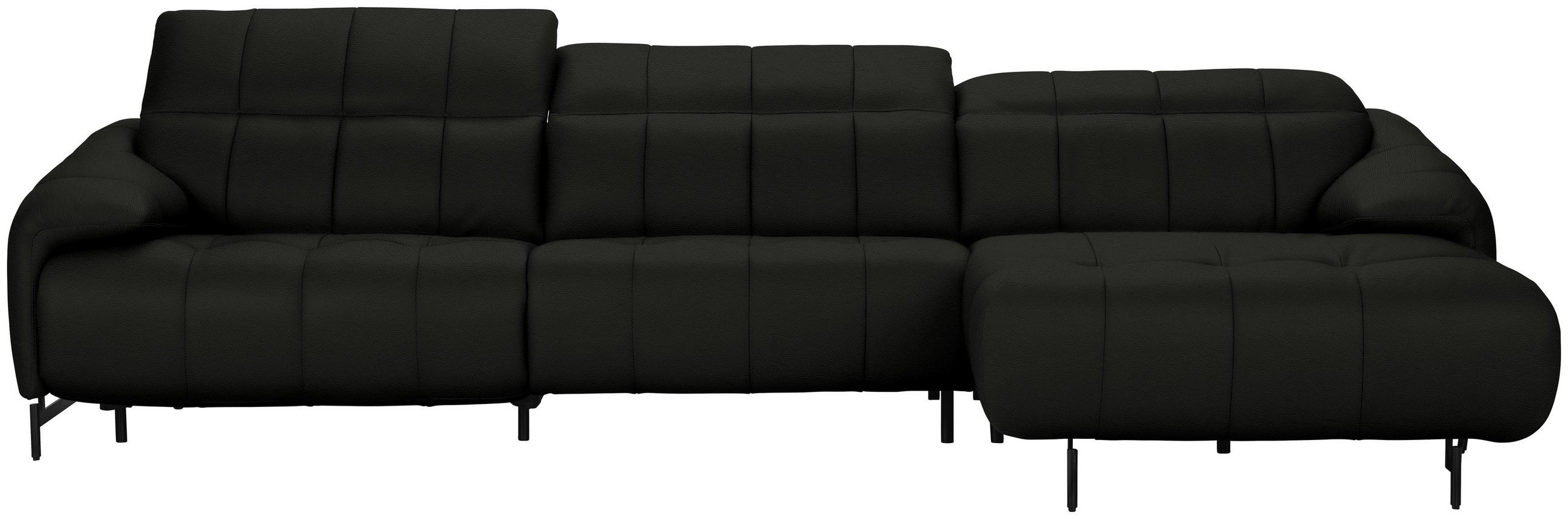 ECKSOFA in Echtleder Dunkelgrau  313/165 cm  - Dunkelgrau/Schwarz, Design, Leder/Metall (313/165cm) - Emilio Belluti