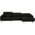 ECKSOFA in Echtleder Dunkelgrau  313/165 cm  - Dunkelgrau/Schwarz, Design, Leder/Metall (313/165cm) - Emilio Belluti