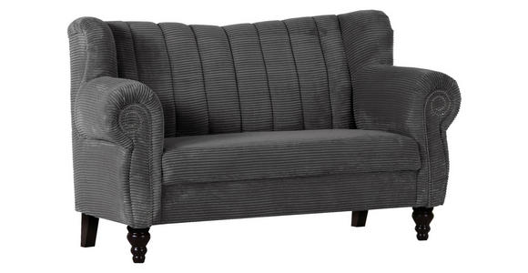 2-SITZER-SOFA  in Cord Dunkelgrau  - Dunkelgrau/Dunkelbraun, Design, Holz/Textil (168/96/75cm) - Ambia Home