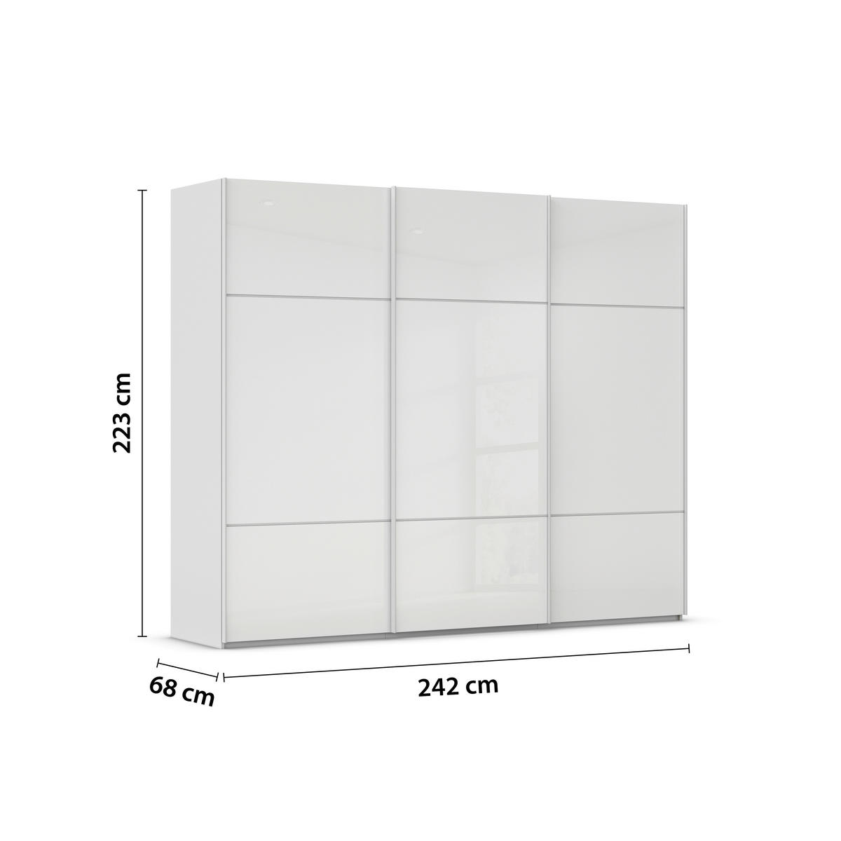 SCHWEBETÜRENSCHRANK 242/223/68 cm 3-türig Grau, Weiß  - Weiß/Grau, KONVENTIONELL, Glas/Holzwerkstoff (242/223/68cm) - Novel