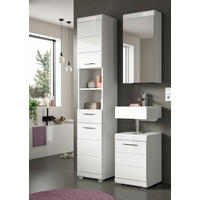 BADEZIMMER 3-teilig  in 92 cm  - Weiß Hochglanz/Silberfarben, Trend, Glas/Holzwerkstoff (92cm) - MID.YOU