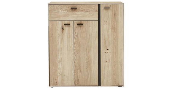 SCHUHSCHRANK Wildeiche massiv Eichefarben, Dunkelgrau - Dunkelgrau/Eichefarben, Natur, Holz/Metall (91,9/103,9/37cm) - Valnatura