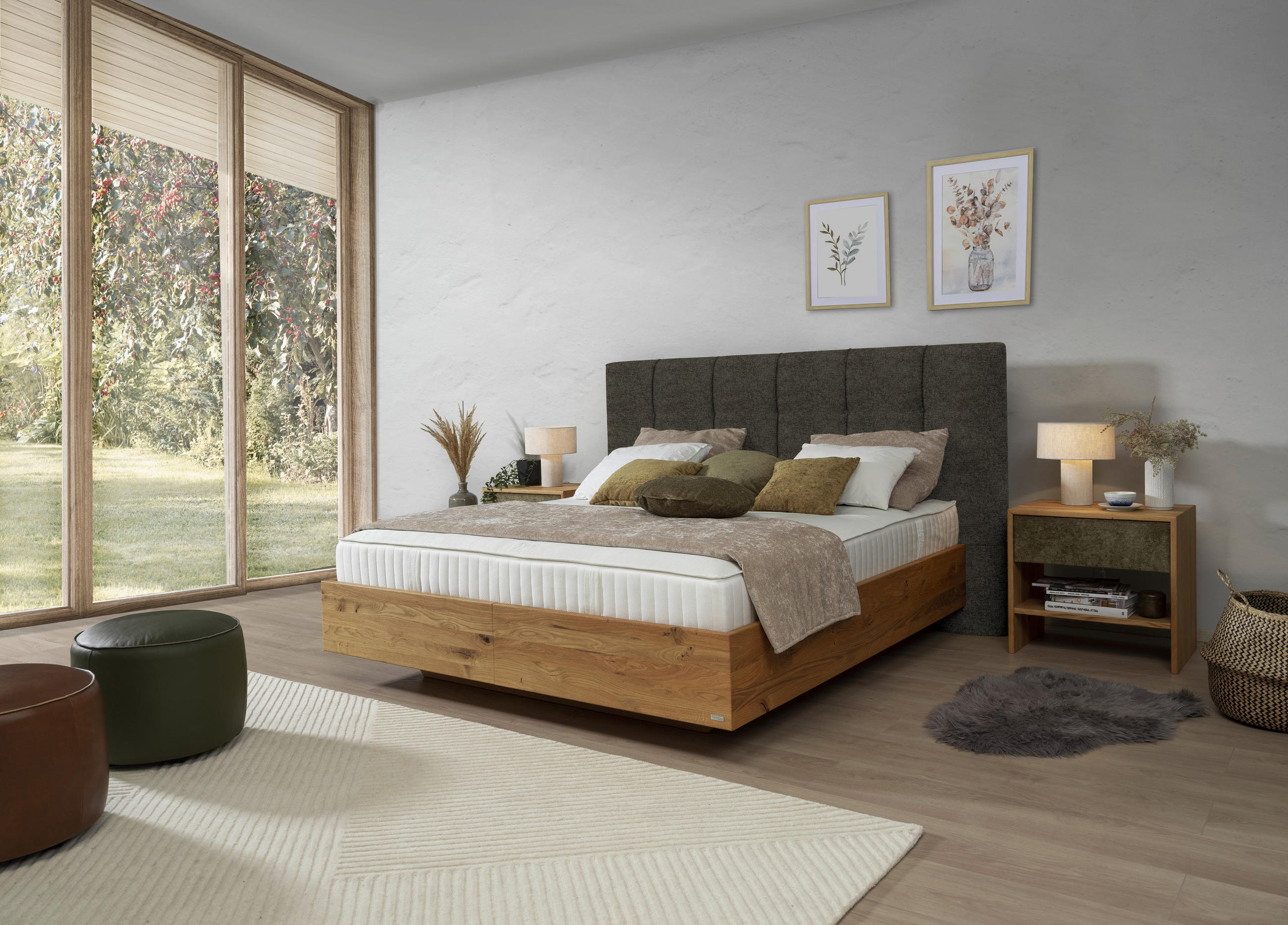 BOXSPRINGBETT 180/200 cm  in Dunkelbraun, Wildeiche  - Wildeiche/Dunkelbraun, Natur, Holz/Textil (180/200cm) - Valnatura