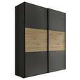 SCHWEBETÜRENSCHRANK  in Dunkelgrau, Eiche Artisan  - Dunkelgrau/Schwarz, KONVENTIONELL, Holzwerkstoff/Metall (167/222/68cm) - Moderano