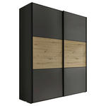 SCHWEBETÜRENSCHRANK  in Dunkelgrau, Eiche Artisan  - Dunkelgrau/Schwarz, KONVENTIONELL, Holzwerkstoff/Metall (167/222/68cm) - Moderano