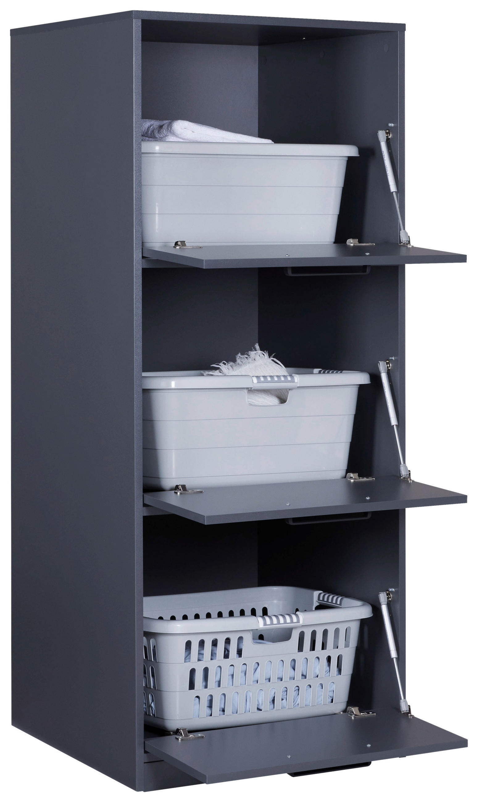 WÄSCHESCHRANK 67/164/68 cm  in Anthrazit  - Anthrazit/Schwarz, MODERN, Holzwerkstoff/Metall (67/164/68cm) - home24