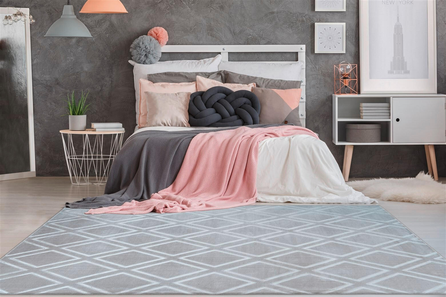 FLACHWEBETEPPICH 120/170 cm Monroe 300 Grau / Blau Blau, Grau  - Blau/Grau, KONVENTIONELL, Kunststoff/Textil (120/170cm)