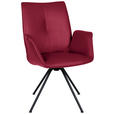 ARMLEHNSTUHL  Beinauswahl, Lederauswahl, Sitzfläche 360° drehbar  Echtleder  - Schwarz/Dunkelrot, Design, Leder/Metall (65/91/63cm) - Dieter Knoll