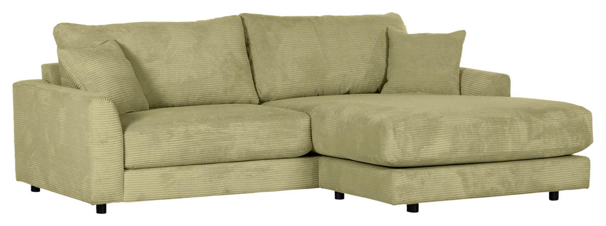 ECKSOFA in Cord Hellgrün  240/175 cm  - Schwarz/Hellgrün, Design, Kunststoff/Textil (240/175cm) - Landscape