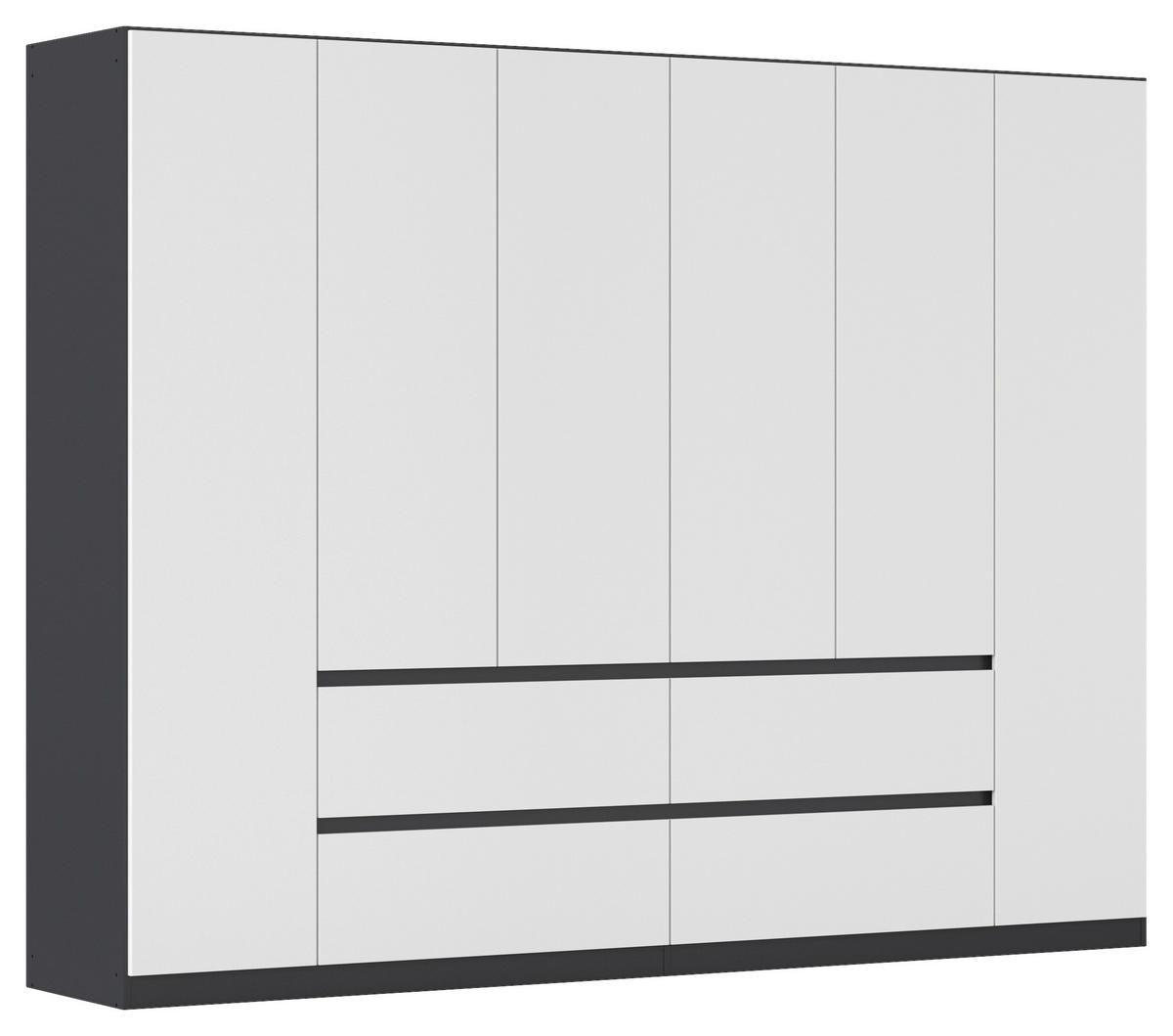 DREHTÜRENSCHRANK in Grau, Weiss  - Weiss/Grau, Basics, Holzwerkstoff (271/210/54cm) - Rauch Möbel
