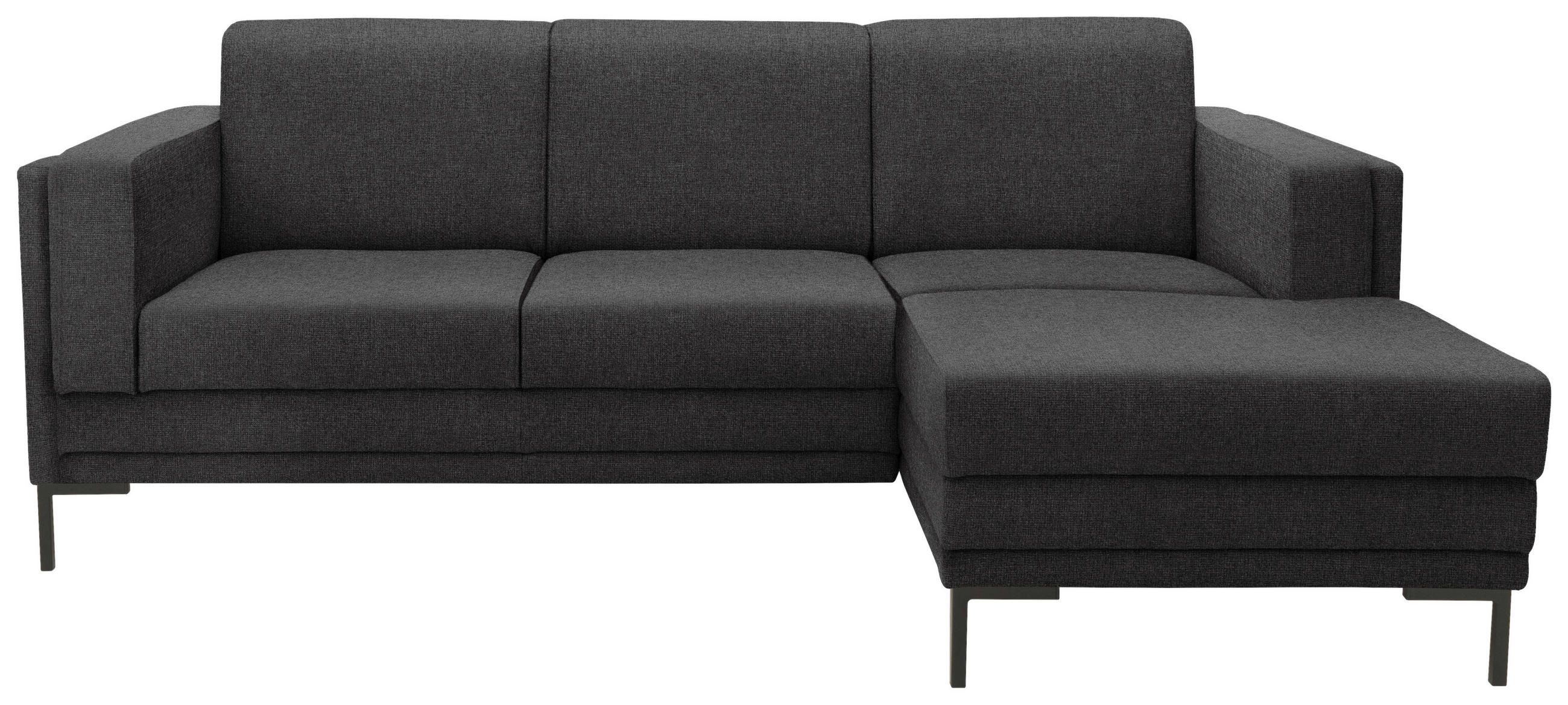 ECKSOFA in Webstoff Anthrazit 214/146 cm - Anthrazit/Schwarz, Design, Textil/Metall (214/146cm) - LOOKS by W.Joop