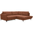 ECKSOFA in Flachgewebe, Leinenoptik Cognac  - Cognac/Schwarz, Design, Textil/Metall (247/208cm) - Xora