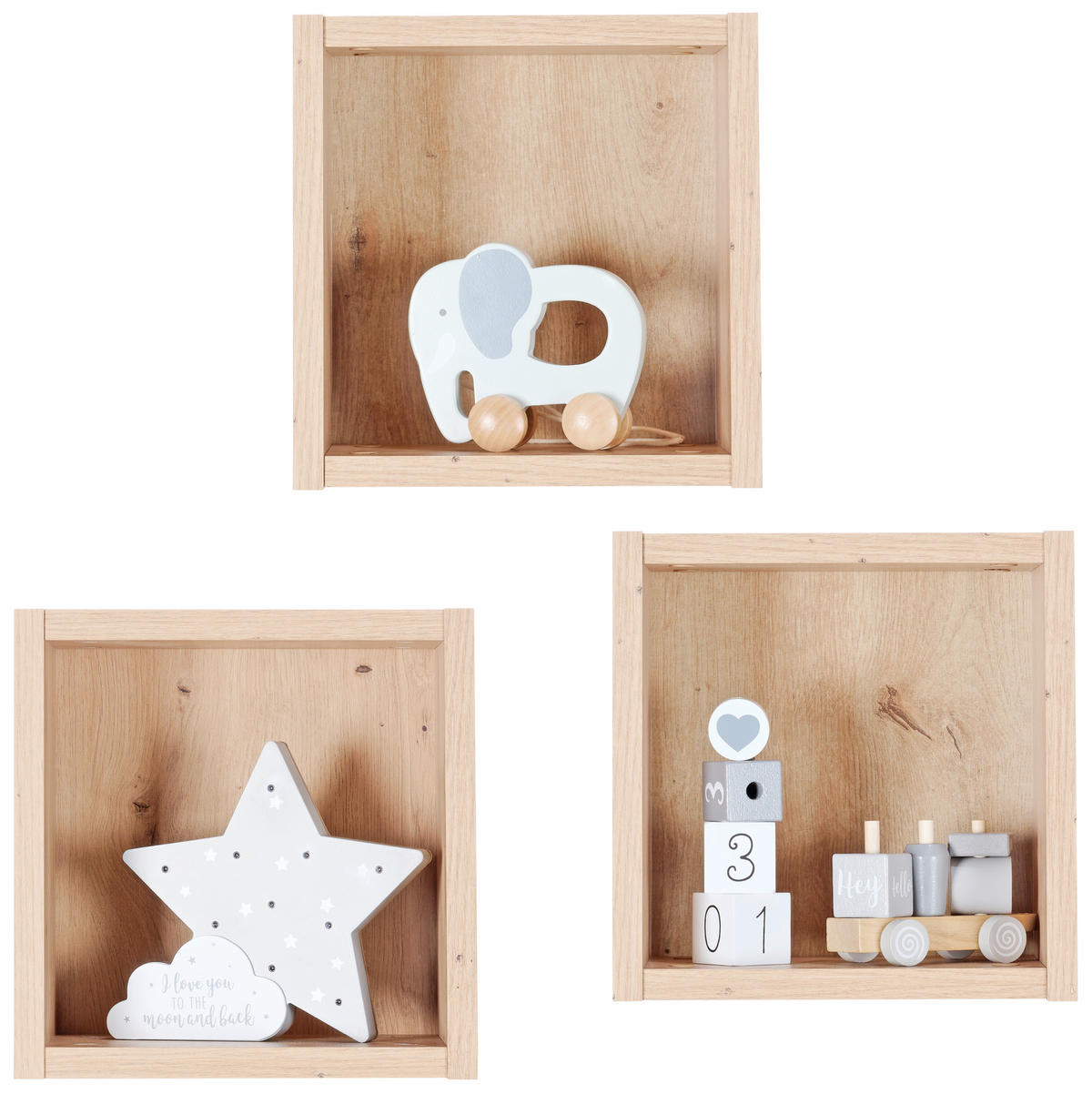WANDBOARDSET - Eichefarben, Trend, Holzwerkstoff (29/29/20cm) - Jimmylee